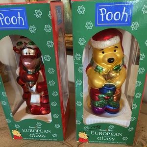 Set of 2, blown glass ornaments, Tigger & Pooh